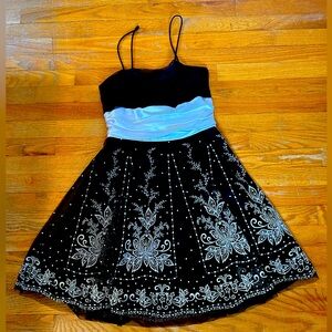 Vintage Cocktail Dress Party Dress Formal 90s Y2K Black White Mini Sleeveless